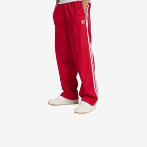 adidas Bold Red Joggers with Classic White Stripes